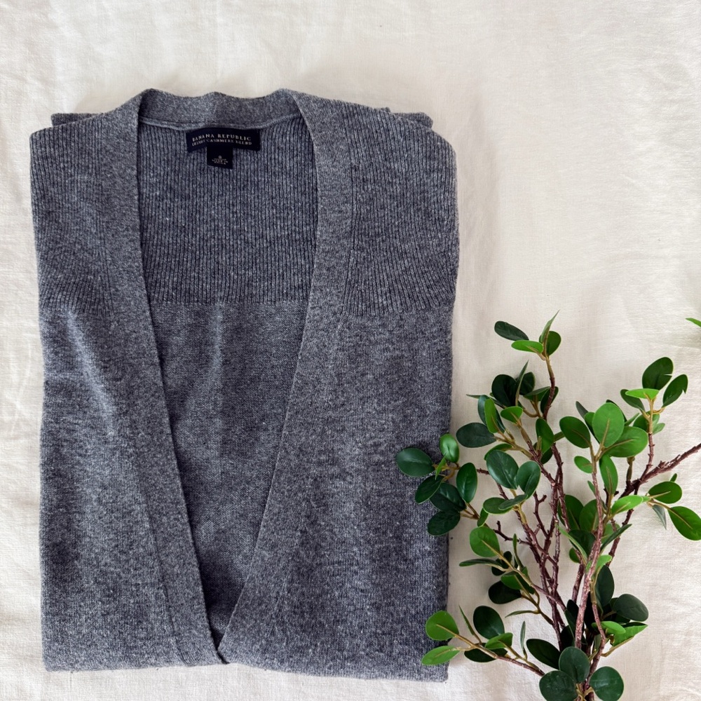 Banana Republic Cashmere Gray Knit Cardigan Duster